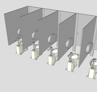 公共厕所马桶便斗SU模型下载_sketchup草图大师SKP模型