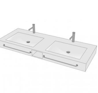 方形双水槽SU模型下载_sketchup草图大师SKP模型