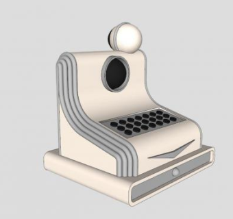 复古未来主义收银机SU模型下载_sketchup草图大师SKP模型