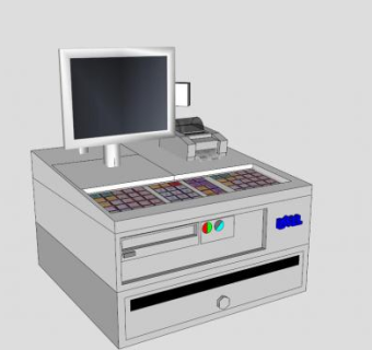 收银机显示器SU模型下载_sketchup草图大师SKP模型