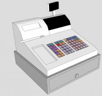 现金出纳机收银机SU模型下载_sketchup草图大师SKP模型