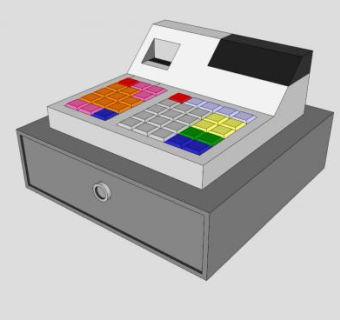 现金出纳机收银台SU模型下载_sketchup草图大师SKP模型
