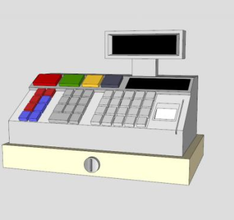 现代收银机设备SU模型下载_sketchup草图大师SKP模型