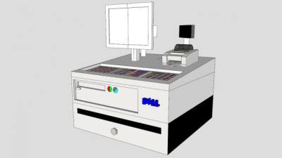 收银机收款机SU模型下载_sketchup草图大师SKP模型