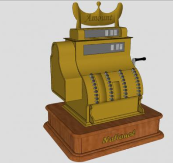 古铜收银机SU模型下载_sketchup草图大师SKP模型