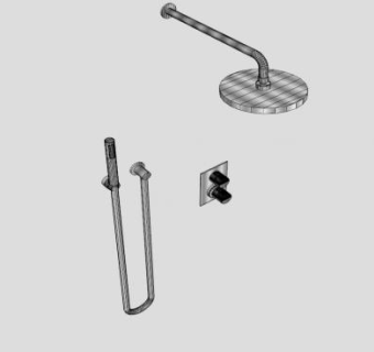 头顶固定式花洒组合SU模型下载_sketchup草图大师SKP模型