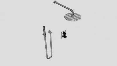 头顶固定式花洒组合SU模型下载_sketchup草图大师SKP模型