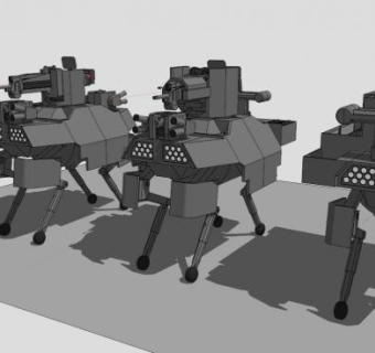 四足无人战犬机器人SU模型下载_sketchup草图大师SKP模型