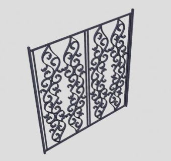 栅栏铁门闸道SU模型下载_sketchup草图大师SKP模型