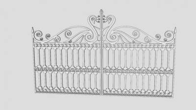 铁门车行闸道SU模型下载_sketchup草图大师SKP模型