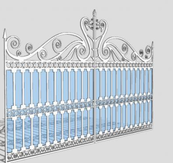 铁艺铁门SU模型下载_sketchup草图大师SKP模型