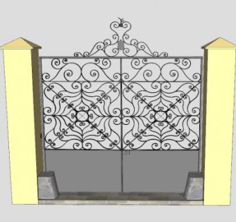 进入花园入口闸道SU模型下载_sketchup草图大师SKP模型