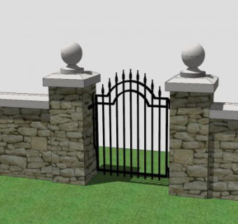铁花园门口SU模型下载_sketchup草图大师SKP模型