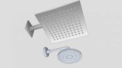 方形圆形双花洒SU模型下载_sketchup草图大师SKP模型