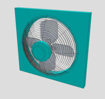 蓝色铝窗排气风扇SU模型下载_sketchup草图大师SKP模型