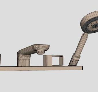 混水阀和淋浴花洒SU模型下载_sketchup草图大师SKP模型