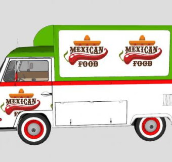 塔可移动餐饮车SU模型下载_sketchup草图大师SKP模型