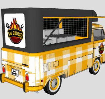 大众烧烤餐饮车SU模型下载_sketchup草图大师SKP模型