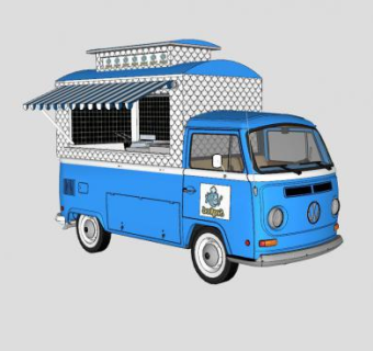 大众海鲜餐饮车SU模型下载_sketchup草图大师SKP模型