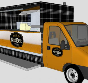 西式移动餐饮车SU模型下载_sketchup草图大师SKP模型