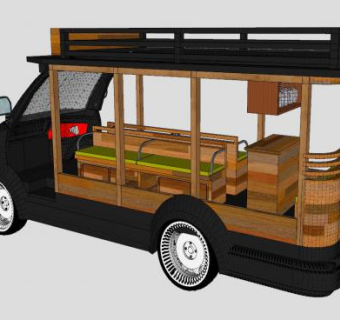 休闲饮品观光车SU模型下载_sketchup草图大师SKP模型