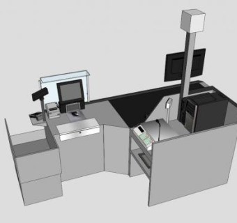 联合国合办工作人员收银机SU模型下载_sketchup草图大师SKP模型