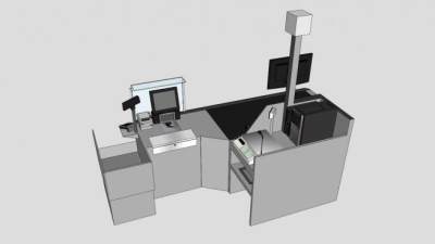 联合国合办工作人员收银机SU模型下载_sketchup草图大师SKP模型