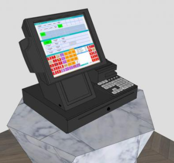 收银机收款机设备SU模型下载_sketchup草图大师SKP模型