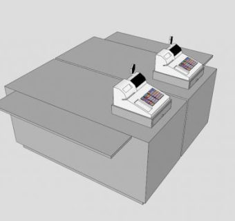双收银台和收银机SU模型下载_sketchup草图大师SKP模型