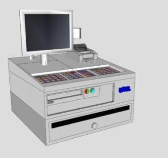 现金收款机收银机SU模型下载_sketchup草图大师SKP模型