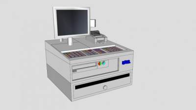 现金收款机收银机SU模型下载_sketchup草图大师SKP模型