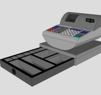 现代收银机SU模型下载_sketchup草图大师SKP模型