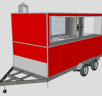 食品拖车卡车SU模型下载_sketchup草图大师SKP模型