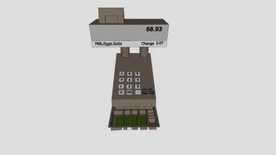 收款机出纳机设备SU模型下载_sketchup草图大师SKP模型