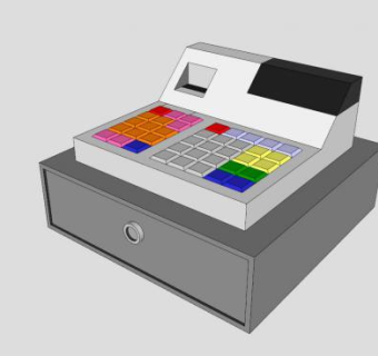 现金收款机出纳机SU模型下载_sketchup草图大师SKP模型