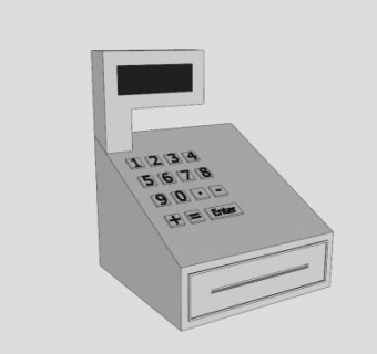 白色收银机SU模型下载_sketchup草图大师SKP模型