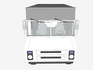 白色食品卡车SU模型下载_sketchup草图大师SKP模型