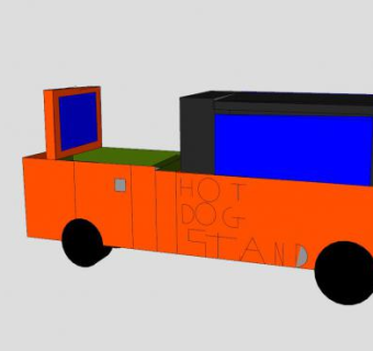 热狗美食车SU模型下载_sketchup草图大师SKP模型