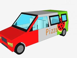 披萨送货车SU模型下载_sketchup草图大师SKP模型