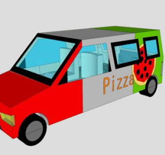 披萨送货车SU模型下载_sketchup草图大师SKP模型