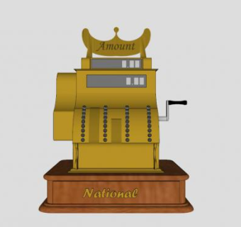 现金铜制出纳机SU模型下载_sketchup草图大师SKP模型