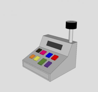 白色出纳机收款机SU模型下载_sketchup草图大师SKP模型
