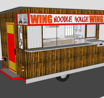 永荣面馆加盟店食品手推车SU模型下载_sketchup草图大师SKP模型