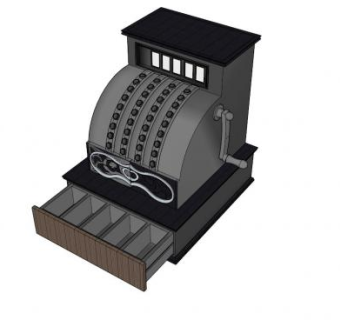 金属现金出纳机SU模型下载_sketchup草图大师SKP模型