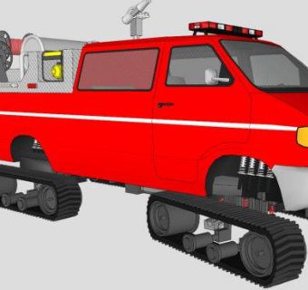道奇履带式消防车SU模型下载_sketchup草图大师SKP模型