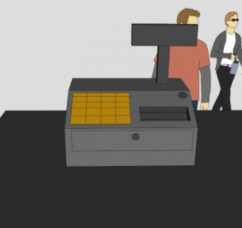 商用出纳机收款机SU模型下载_sketchup草图大师SKP模型