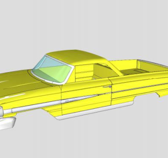 福特黄色肌肉车车架SU模型下载_sketchup草图大师SKP模型