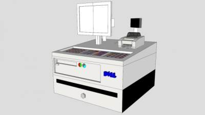 商用现金出纳机收款机SU模型下载_sketchup草图大师SKP模型