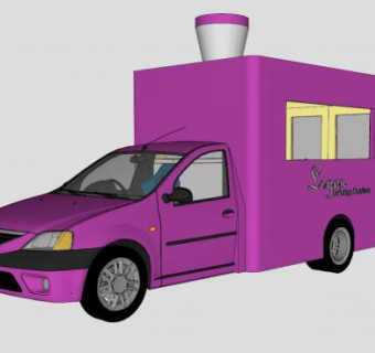 达契亚洛根紫色餐车SU模型下载_sketchup草图大师SKP模型