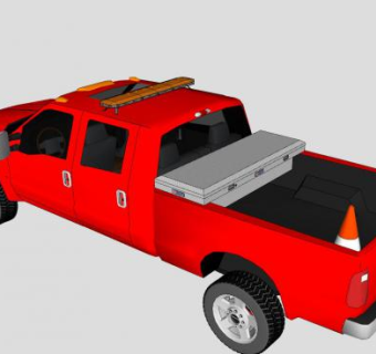 福特红色皮卡SU模型下载_sketchup草图大师SKP模型